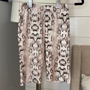 Snake skin silk biker shorts